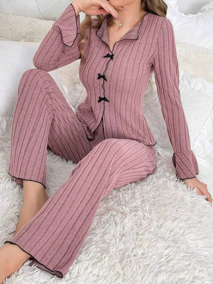 Rosé Comfort Ribbed Pajama Set